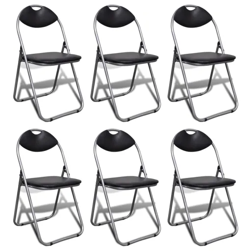 Sillas de Comedor Plegables 2 Uds Cuero Sintético y Acero Negro