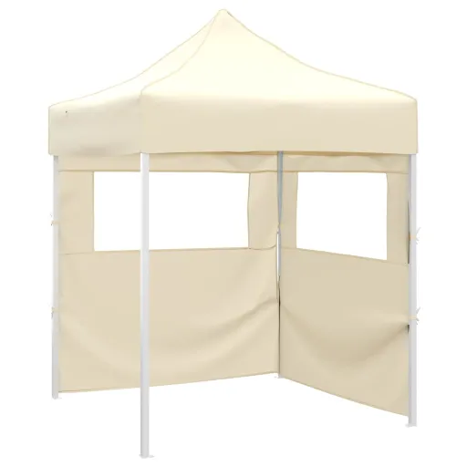 Carpa Plegable Profesional Con 2 Paredes Acero Color Crema 2x2m