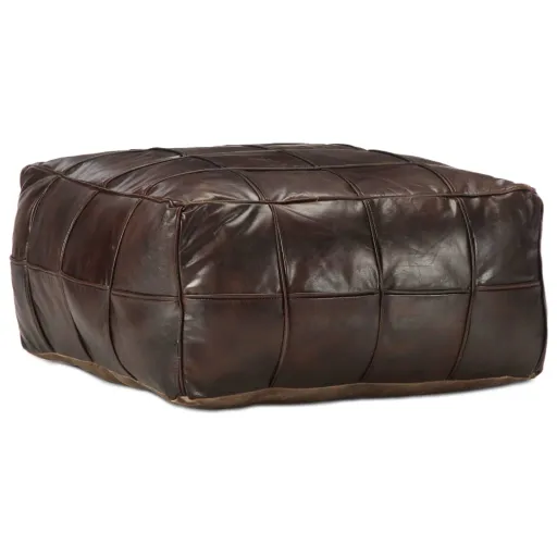 Puf Marrón Oscuro 60x60x30 cm Cuero Auténtico de Cabra