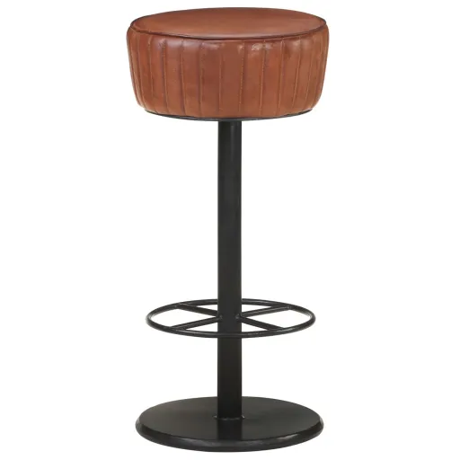Taburete de Cocina de Cuero Auténtico Marrón