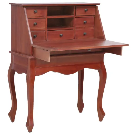 Escritorio Secreter Madera Maciza de Caoba Marrón 78x42x103 cm