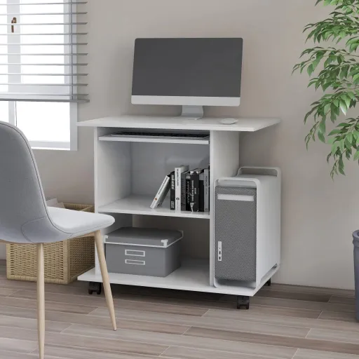 Mesa de Ordenador Madera Contrachapada Blanco 80x50x75 cm