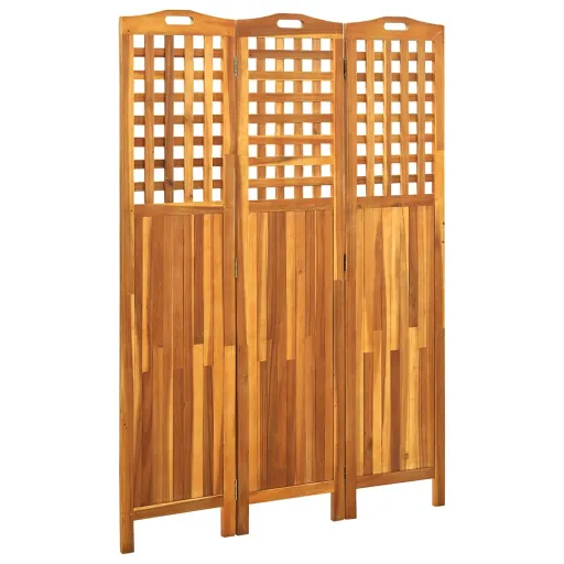 Biombo de 3 Paneles Madera Maciza de Acacia 121x2x170 cm