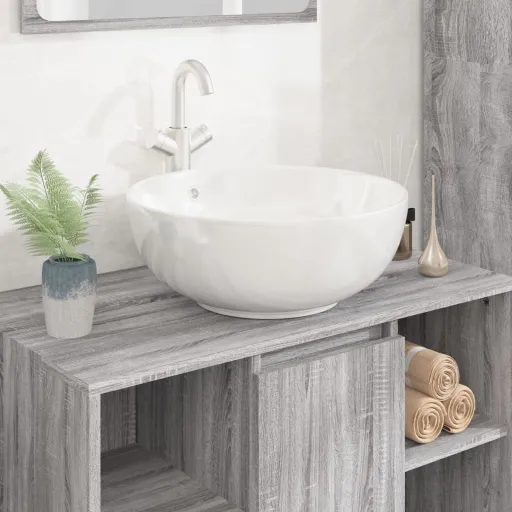 Lavabo Redondo Cerámica Blanco 44x17 cm