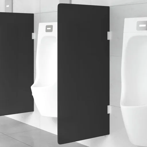 Panel Privacidad Urinario Pared Vidrio Templado Negro 90x40 cm