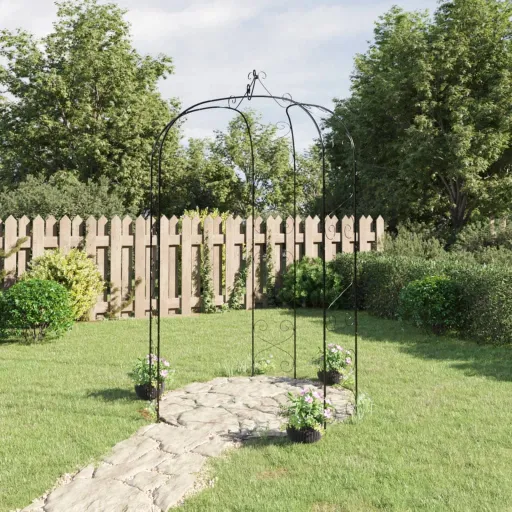 Arco de Jardín Acero Negro Ø180x255 cm