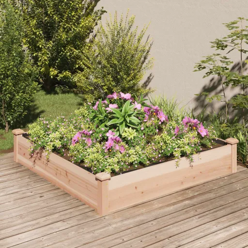 Jardinera Arriate Con Forro Madera Maciza Abeto 120x60x25 cm