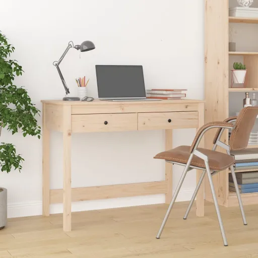 Escritorio Con Cajones Madera Maciza de Pino 100x50x78 cm