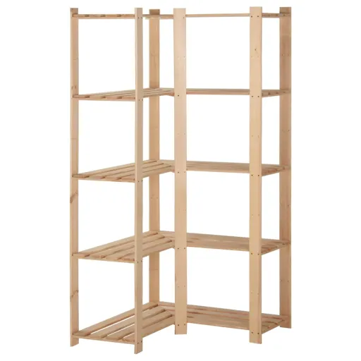 Estantería de Esquina 5 Niveles Pino Macizo 82,5x82,5x170 cm