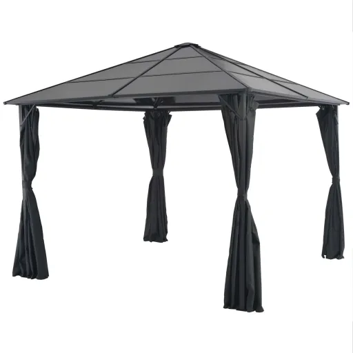 Cenador Con Cortinas Aluminio 3x3 m Negro