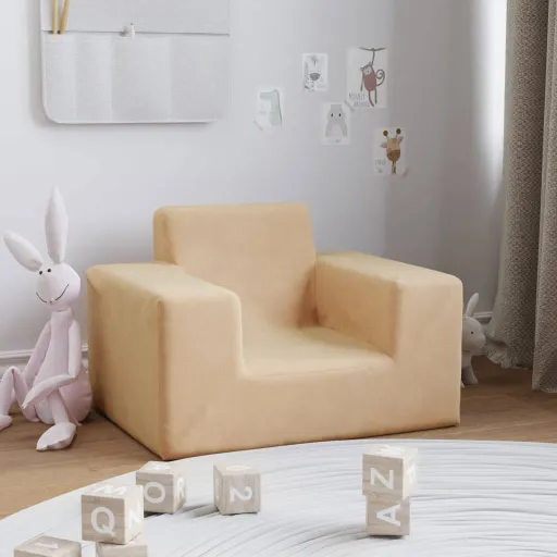 Sofá Para Niños Felpa Suave Color Crema