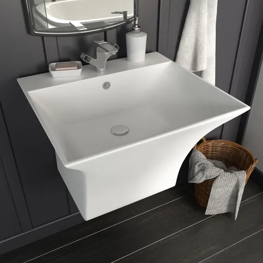 Lavabo de Pared de Cerámica Blanco 500x450x410 mm