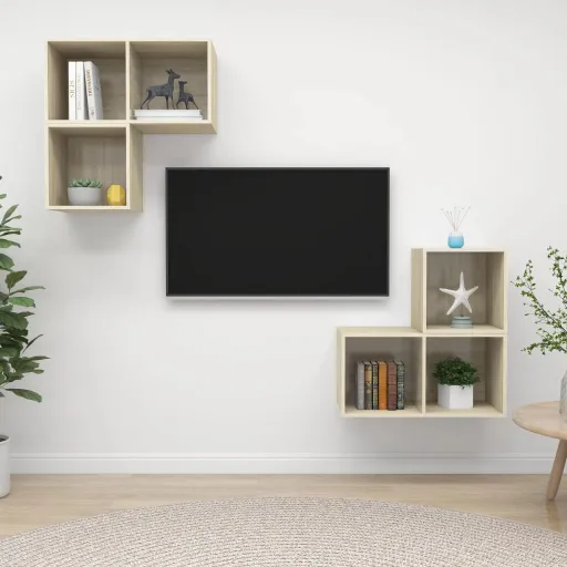 Juego de Muebles de Salón 4 Pzas Madera Ingeniería Roble Sonoma