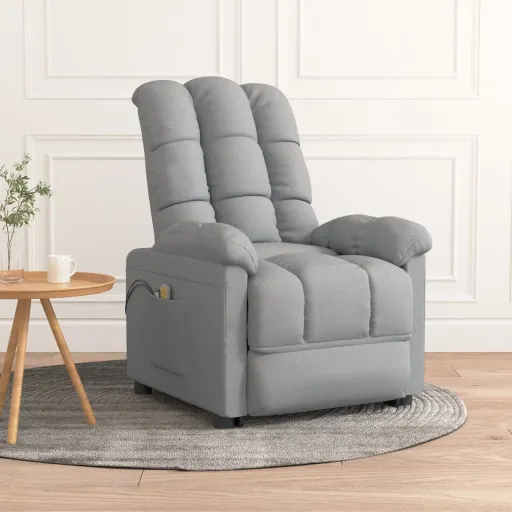 Sillón de Masaje Eléctrico Tela Gris Claro