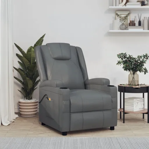 Sillón de Masaje de Cuero Sintético Gris Antracita