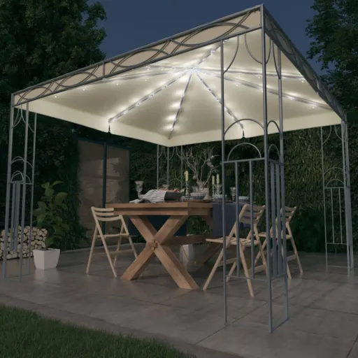 Cenador Con Tira de Luces LED 300x300 cm Crema