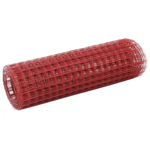 Alambrada de Gallinero Acero Revestimiento PVC Rojo 10x0,5 m
