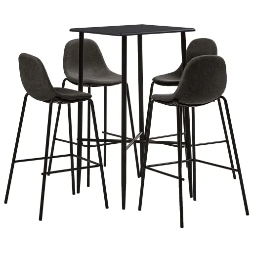 Juego de Mesa Alta y Taburetes 5 Piezas Tela Gris Oscuro