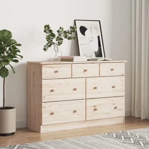 Cómoda Cajonera ALTA Madera Maciza Pino 112x35x73 cm
