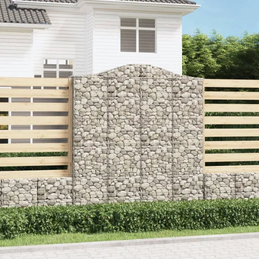 Cestas de Gaviones 12 Uds Forma de Arco Hierro 200x50x220/240cm
