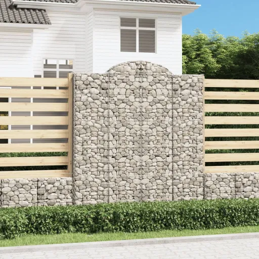 Cestas de Gaviones 15 Uds Forma de Arco Hierro 200x50x220/240cm
