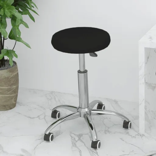 Silla de Oficina Giratoria de Cuero Sintético Negro