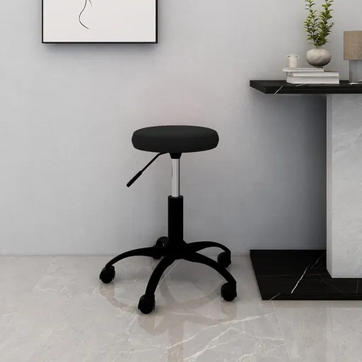 Silla de Oficina Giratoria de Terciopelo Negro