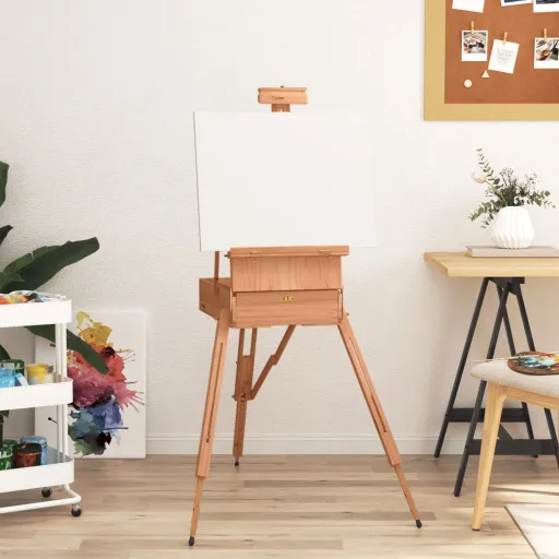 Caballete de Pintura Madera Maciza de Haya 81x121x173 cm