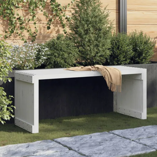 Banco de Jardín Extensible Madera Pino Blanco 212,5x40,5x45 cm