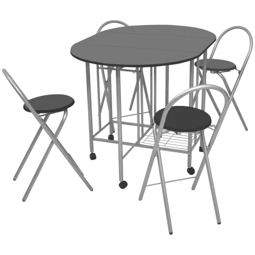 Conjunto de Comedor Plegable 5 Piezas MDF Negro