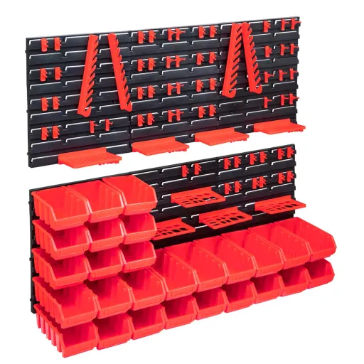 Kit de Cajas de Almacenaje 103 Pzas Paneles de Pared Rojo/Negro