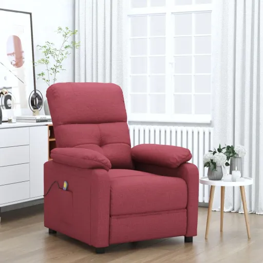 Sillón de Masaje de Tela Rojo Tinto