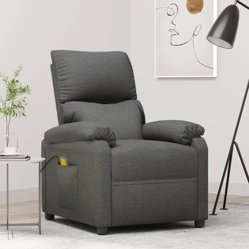 Sillón de Masaje de Tela Gris Oscuro