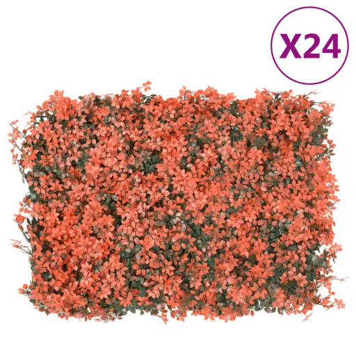 Valla de Hojas de Arce Artificial 24 Uds Rojo Claro 40x60 cm