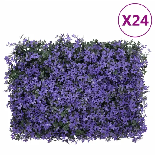 Valla de Hojas Artificiales 24 Uds Morado 40x60 cm