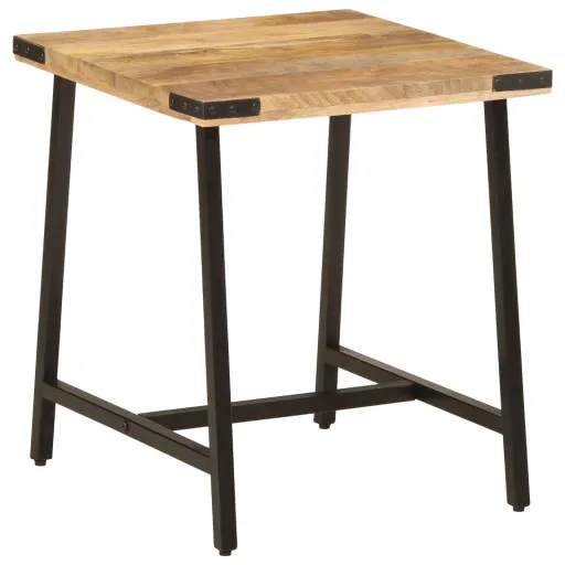 Mesa Auxiliar de Madera Maciza de Mango y Hierro 45x45x50 cm