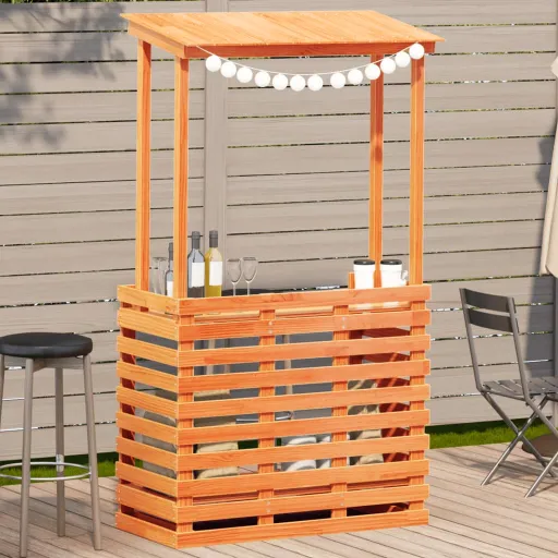 Mesa Alta Bar de Jardín Madera Maciza Marrón 112,5x57x195,5 cm