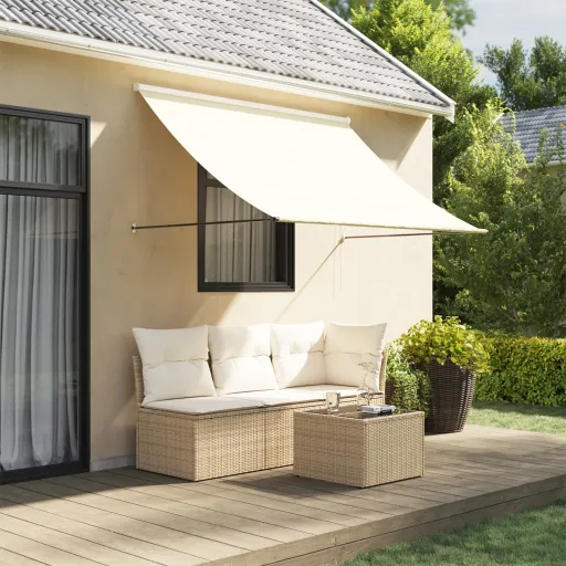 Toldo Retráctil de Tela y Acero Crema 250x150 cm
