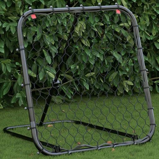 Rebotador de Fútbol Ajustable Acero Negro 84x73x60-80 cm