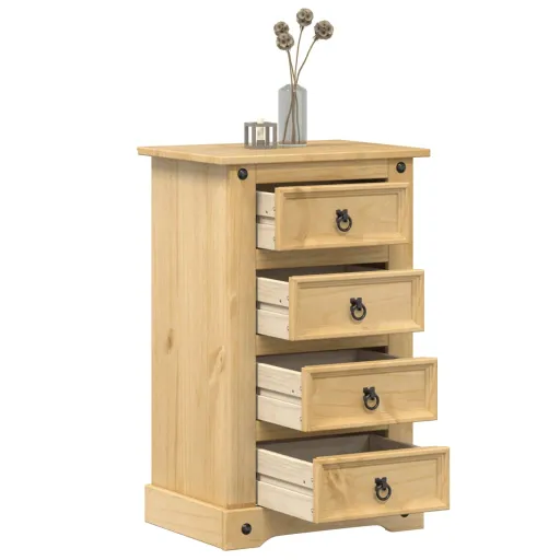 Mesita de Noche Corona Madera Maciza de Pino 53x39x84 cm