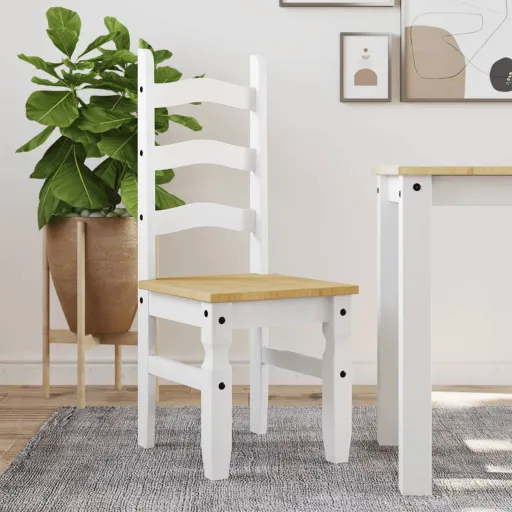 Sillas de Comedor Corona 2 Uds Madera Pino Blanco 42x47x107 cm