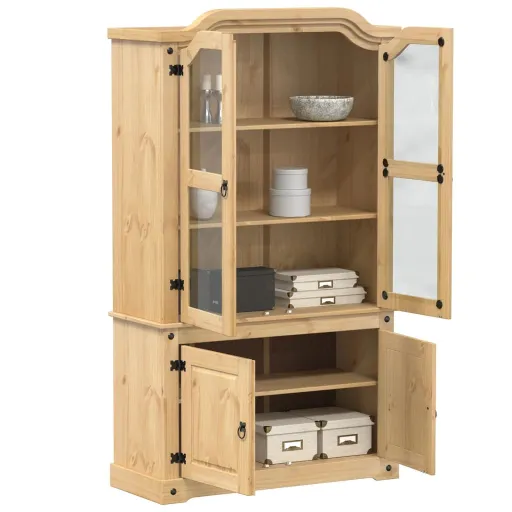 Armario Con Vitrina Corona Madera Maciza Pino 103,5x42x180 cm