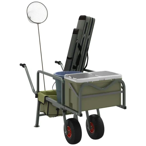 Carrito de Pesca 2 Ruedas Acero Recubrimiento en Polvo Verde