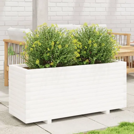 Jardinera Madera Maciza de Pino Blanco 110x40x49,5 cm