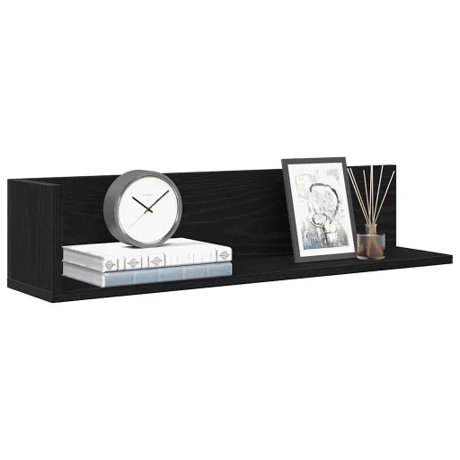 Estantes de Pared 2 Uds Madera Ingeniería Negro 75x16,5x16,5 cm