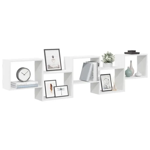 Estante Cubo de Pared 5 Compartimentos Madera Ingeniería Blanco