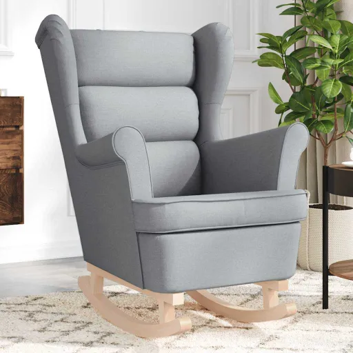 Silla Mecedora de Tela Gris Claro 74x90x102 cm