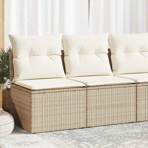 Set Sofás Jardín y Cojines 2 Pzas Ratán Sintético Acacia Beige
