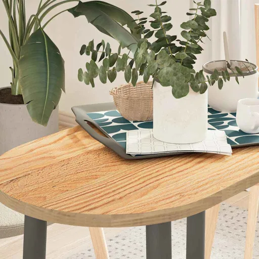 Tablero de Mesa Ovalado Madera Maciza de Roble 80x40x2 cm