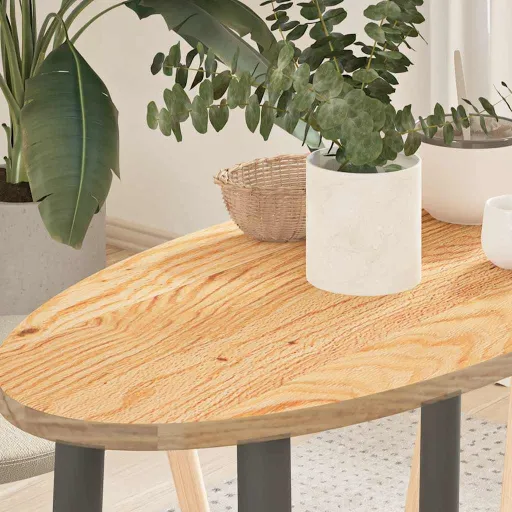 Tablero de Mesa Ovalado Madera Maciza de Roble 80x40x2 cm